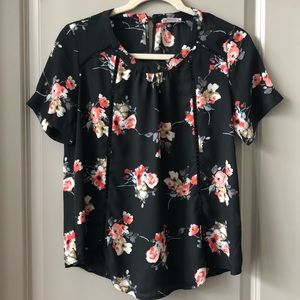 Like new! Anthropologie black and floral blouse